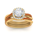 Load image into Gallery viewer, round-cut-halo-orange-sapphire-infinity-bridal-set-in-yellow-gold-FD9212ROGSAOR-NL-YG-B2.jpg
