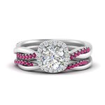 Load image into Gallery viewer, round-cut-halo-pink-sapphire-infinity-bridal-set-in-white-gold-FD9212ROGSADRPI-NL-WG-B2.jpg