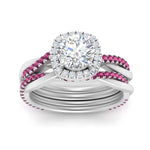 Load image into Gallery viewer, round-cut-halo-pink-sapphire-infinity-bridal-set-in-white-gold-FD9212ROGSADRPI-NL-WG-B2.jpg
