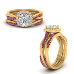 Load image into Gallery viewer, round-cut-halo-pink-sapphire-infinity-bridal-set-in-yellow-gold-FD9212ROGSADRPI-NL-YG-B2.jpg