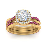 Load image into Gallery viewer, round-cut-halo-pink-sapphire-infinity-bridal-set-in-yellow-gold-FD9212ROGSADRPI-NL-YG-B2.jpg