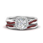 Load image into Gallery viewer, round-cut-halo-ruby-infinity-bridal-set-in-white-gold-FD9212ROGRUDR-NL-WG-B2.jpg
