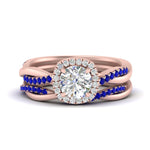Load image into Gallery viewer, round-cut-halo-sapphire-infinity-bridal-set-in-rose-gold-FD9212ROGSABL-NL-RG-B2.jpg