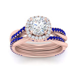 Load image into Gallery viewer, round-cut-halo-sapphire-infinity-bridal-set-in-rose-gold-FD9212ROGSABL-NL-RG-B2.jpg
