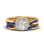 Load image into Gallery viewer, round-cut-halo-sapphire-infinity-bridal-set-in-yellow-gold-FD9212ROGSABL-NL-YG-B2.jpg
