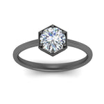 Load image into Gallery viewer, round-cut-hexagon-solitaire-engagement-ring-in-black-gold-FD9162RORANGLE5-NL-BG

