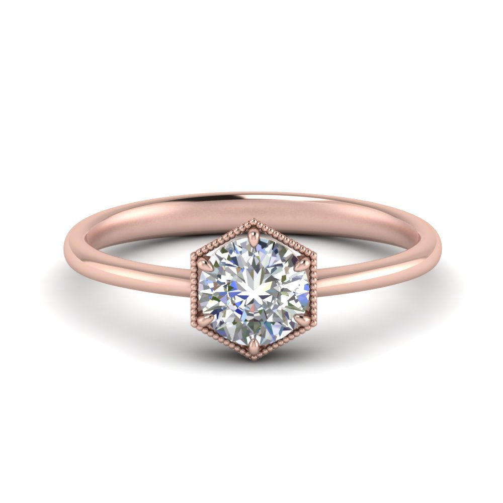 Hexagon 6 Prong Solitaire Ring