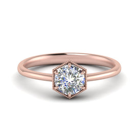 Hexagon 6 Prong Solitaire Ring