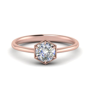 Hexagon 6 Prong Solitaire Ring