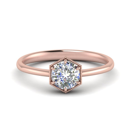 Six Prong Round Solitaire Hexagon Engagement Ring – Fascinating