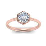 Load image into Gallery viewer, round-cut-hexagon-solitaire-engagement-ring-in-rose-gold-FD9162RORANGLE5-NL-RG
