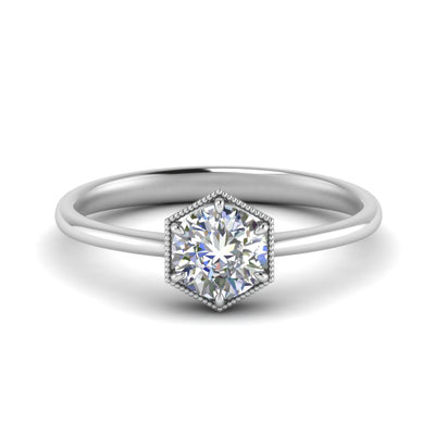 Hexagon 6 Prong Solitaire Ring