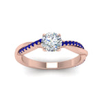 Load image into Gallery viewer, round-cut-infinity-twist-diamond-engagement-ring-with-blue-sapphire-in-14K-rose-gold-FD8253RORGSABL-NL-RG

