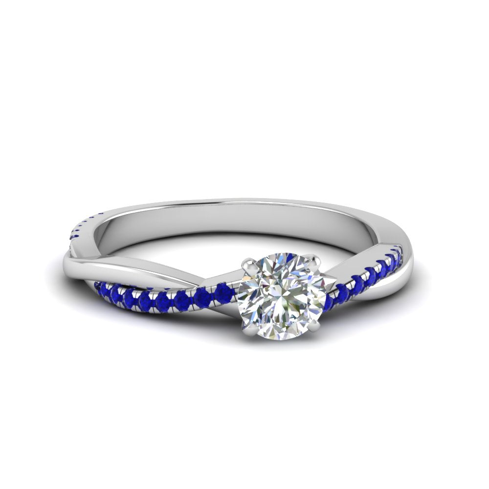 round-cut-infinity-twist-diamond-engagement-ring-with-blue-sapphire-in-14K-white-gold-FD8253RORGSABL-NL-WG
