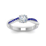 Load image into Gallery viewer, round-cut-infinity-twist-diamond-engagement-ring-with-blue-sapphire-in-14K-white-gold-FD8253RORGSABL-NL-WG
