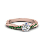 Load image into Gallery viewer, round-cut-infinity-twist-diamond-engagement-ring-with-emerald-in-14K-rose-gold-FD8253RORGEMGR-NL-RG
