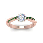 Load image into Gallery viewer, round-cut-infinity-twist-diamond-engagement-ring-with-emerald-in-14K-rose-gold-FD8253RORGEMGR-NL-RG
