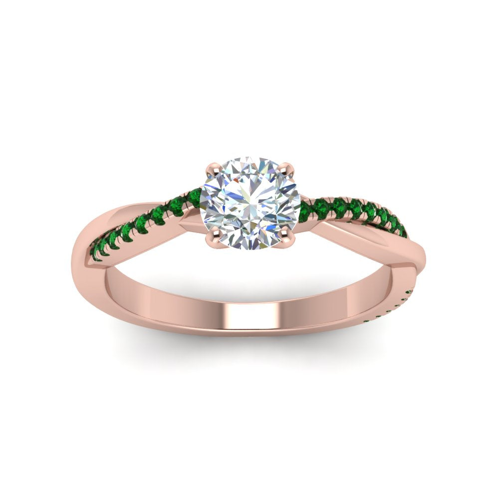 round-cut-infinity-twist-diamond-engagement-ring-with-emerald-in-14K-rose-gold-FD8253RORGEMGR-NL-RG