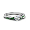 Load image into Gallery viewer, Round+Cut+Infinity+Twist+Lab+Diamond+Engagement+Ring+With+Emerald+In+White+Gold-FD8253FANCYI-3