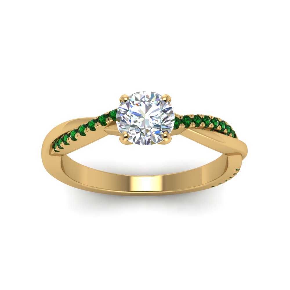 round-cut-infinity-twist-diamond-engagement-ring-with-emerald-in-14K-yellow-gold-FD8253RORGEMGR-NL-YG