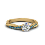 Load image into Gallery viewer, round-cut-infinity-twist-diamond-engagement-ring-with-ice-blue-topaz-in-14K-yellow-gold-FD8253RORGICBLTO-NL-YG
