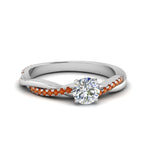 Load image into Gallery viewer, round-cut-infinity-twist-diamond-engagement-ring-with-orange-sapphire-in-14K-white-gold-FD8253RORGSAOR-NL-WG
