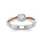 Load image into Gallery viewer, round-cut-infinity-twist-diamond-engagement-ring-with-orange-sapphire-in-14K-white-gold-FD8253RORGSAOR-NL-WG
