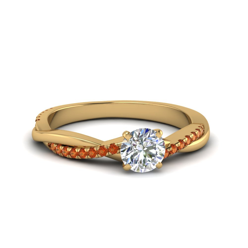 round-cut-infinity-twist-diamond-engagement-ring-with-orange-sapphire-in-14K-yellow-gold-FD8253RORGSAOR-NL-YG