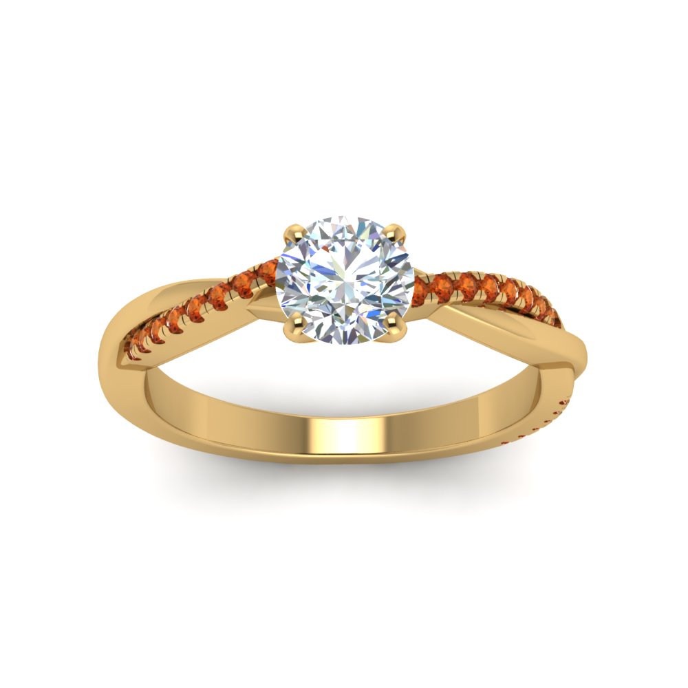 round-cut-infinity-twist-diamond-engagement-ring-with-orange-sapphire-in-14K-yellow-gold-FD8253RORGSAOR-NL-YG