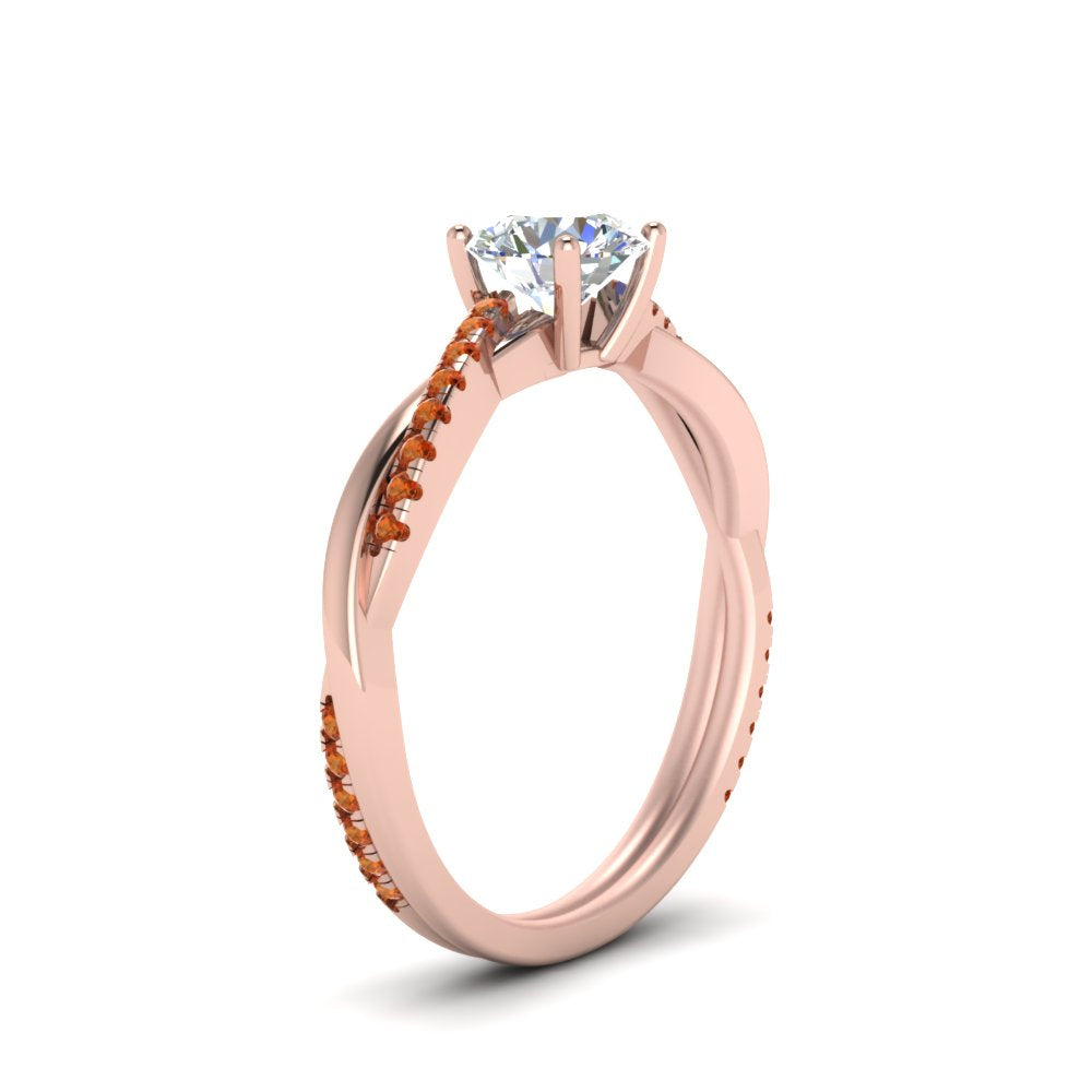 round-cut-infinity-twist-diamond-engagement-ring-with-orange-sapphire-in-14K-rose-gold-FD8253RORGSAOR-NL-RG