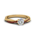 Load image into Gallery viewer, round-cut-infinity-twist-diamond-engagement-ring-with-ruby-in-14K-yellow-gold-FD8253RORGRUDR-NL-YG
