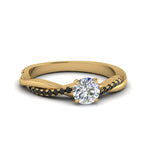 Load image into Gallery viewer, round-cut-infinity-twist-engagement-ring-with-black-diamond-in-14K-yellow-gold-FD8253RORGBLACK-NL-YG
