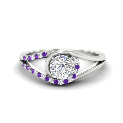 Round Cut Swirl Split Engagement Ring