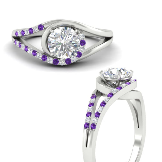 Round Cut Swirl Split Engagement Ring