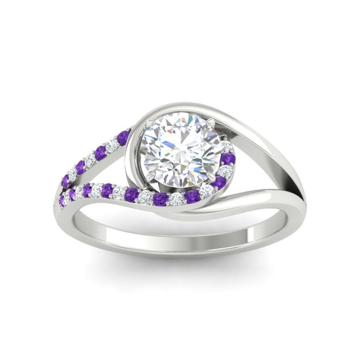 Round Cut Swirl Split Engagement Ring