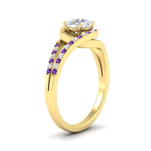 Round Cut Swirl Split Engagement Ring