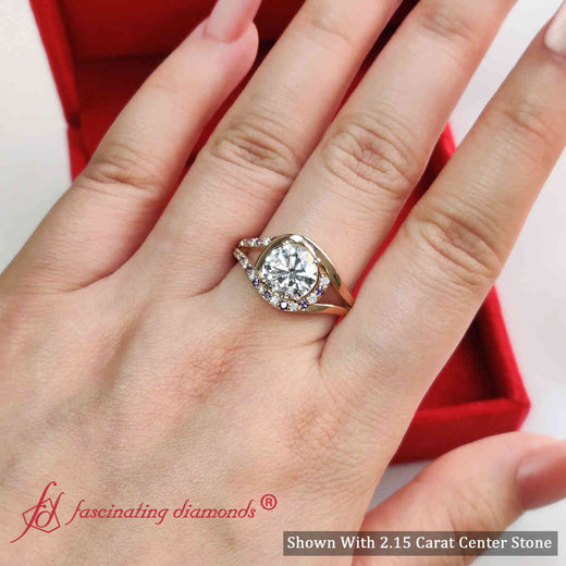 Round Cut Swirl Split Engagement Ring