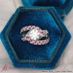 Load image into Gallery viewer, round-cut-lab-diamond-twist-swirl-halo-ring-with-ruby-in-FD10355ROR5-2.00CT-NL-WG
