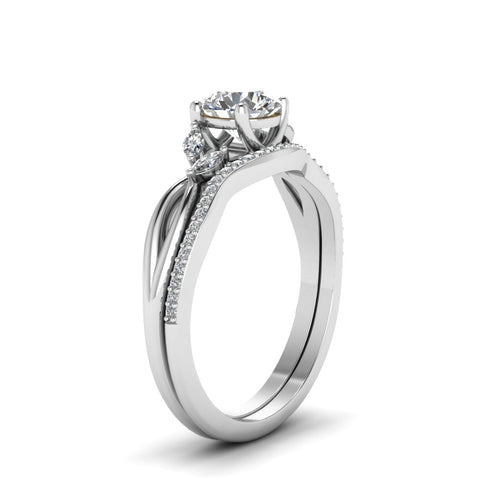 round-cut-lab-grown-vine-leaf-bridal-ring-set-in-14K-white-gold-FD8300ROANGLE2-NL-WG