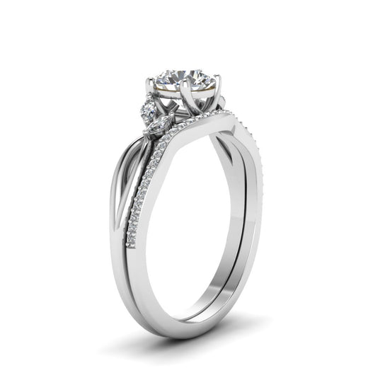 round-cut-lab-grown-vine-leaf-bridal-ring-set-in-14K-white-gold-FD8300ROANGLE2-NL-WG