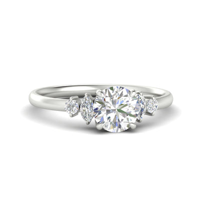 Round Cut Marquise And Round Accented Diamond Ring