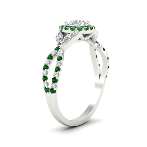 Infinity Halo U Cut Pave Diamond Round Cut Engagement Ring