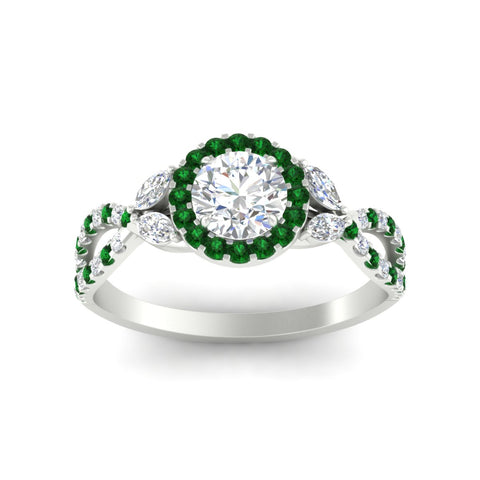 Infinity Halo U Cut Pave Diamond Round Cut Engagement Ring