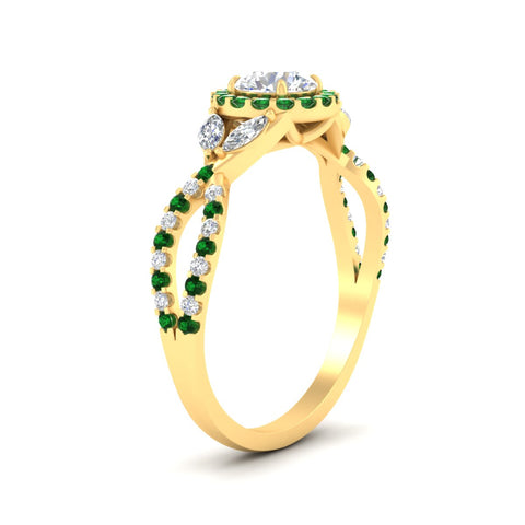 Infinity Halo U Cut Pave Diamond Round Cut Engagement Ring