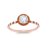 Load image into Gallery viewer, round-cut-orange-sapphire-halo-petite-engagement-ring-in-rose-gold-FD8523RORGSAORANGLE3-NL-RG
