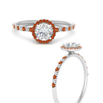 Load image into Gallery viewer, round-cut-orange-sapphire-halo-petite-engagement-ring-in-white-gold-FD8523RORGSAORANGLE3-NL-WG