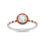 Load image into Gallery viewer, round-cut-orange-sapphire-halo-petite-engagement-ring-in-white-gold-FD8523RORGSAORANGLE3-NL-WG