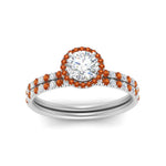 Load image into Gallery viewer, round-cut-orange-sapphire-halo-wedding-ring-set-in-white-gold-FD8523ROGSAOR-NL-WG

