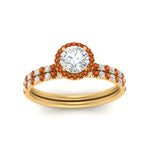 Load image into Gallery viewer, round-cut-orange-sapphire-halo-wedding-ring-set-in-yellow-gold-FD8523ROGSAOR-NL-YG
