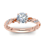 Load image into Gallery viewer, round-cut-orange-sapphire-twisted-vine-engagement-ring-in-rose-gold-FD9127RORGSAORANGLE5-NL-RG
